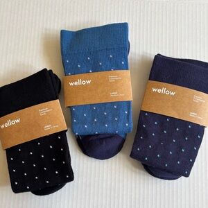 Wellow Men’s 3-Pack Polka Dot Bamboo Compression Socks — Black, Teal, Navy
